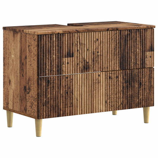 2 Piece Bathroom Cabinet Set ARNHEM Old Wood Engineered Wood 2 Piece Bathroom Cabinet Set ARNHEM Old Wood Engineered Wood