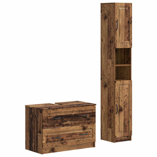 2 Piece Bathroom Cabinet Set UTRECHT Old Wood Engineered Wood 2 Piece Bathroom Cabinet Set UTRECHT Old Wood Engineered Wood