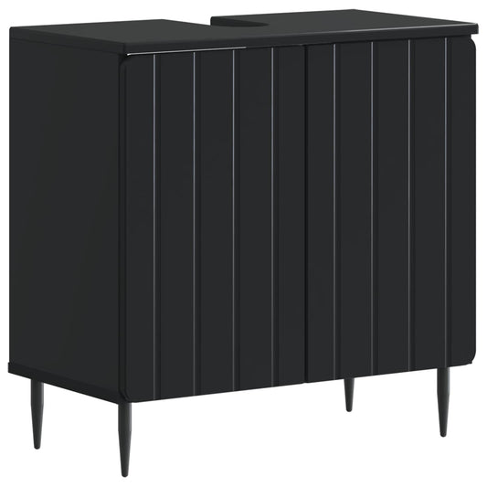 2 Piece Bathroom Cabinet Set ZWOLLE Black Engineered Wood 2 Piece Bathroom Cabinet Set ZWOLLE Black Engineered Wood