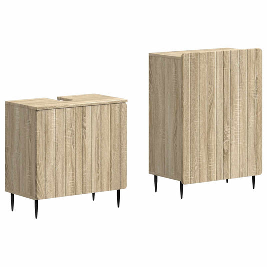 2 Piece Bathroom Cabinet Set ZWOLLE Sonoma Oak Engineered Wood 2 Piece Bathroom Cabinet Set ZWOLLE Sonoma Oak Engineered Wood