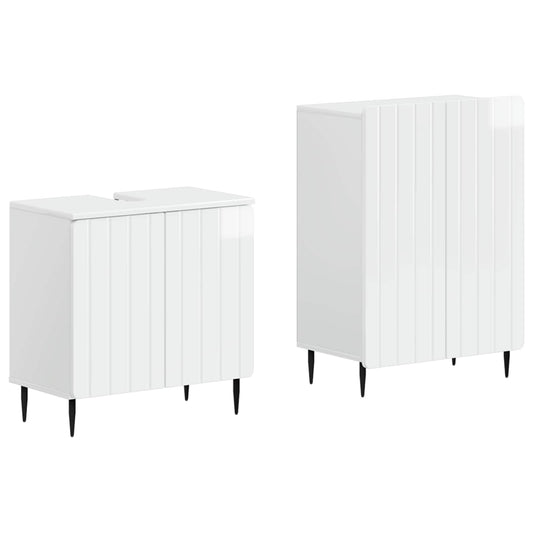 2 Piece Bathroom Cabinet Set ZWOLLE High Gloss White 2 Piece Bathroom Cabinet Set ZWOLLE High Gloss White