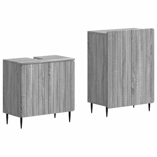 2 Piece Bathroom Cabinet Set ZWOLLE Grey Sonoma Engineered Wood 2 Piece Bathroom Cabinet Set ZWOLLE Grey Sonoma Engineered Wood
