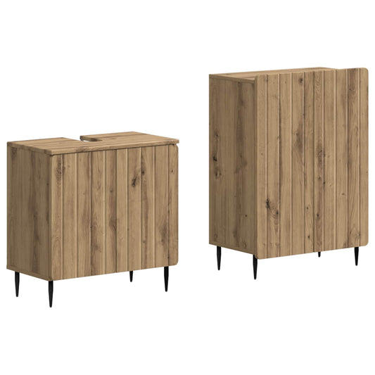 2 Piece Bathroom Cabinet Set ZWOLLE Artisan Oak Engineered Wood 2 Piece Bathroom Cabinet Set ZWOLLE Artisan Oak Engineered Wood