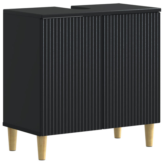 2 Piece Bathroom Cabinet Set ARNHEM Black Engineered Wood 2 Piece Bathroom Cabinet Set ARNHEM Black Engineered Wood