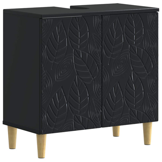 2 Piece Bathroom Cabinet Set DELFT Black Engineered Wood 2 Piece Bathroom Cabinet Set DELFT Black Engineered Wood