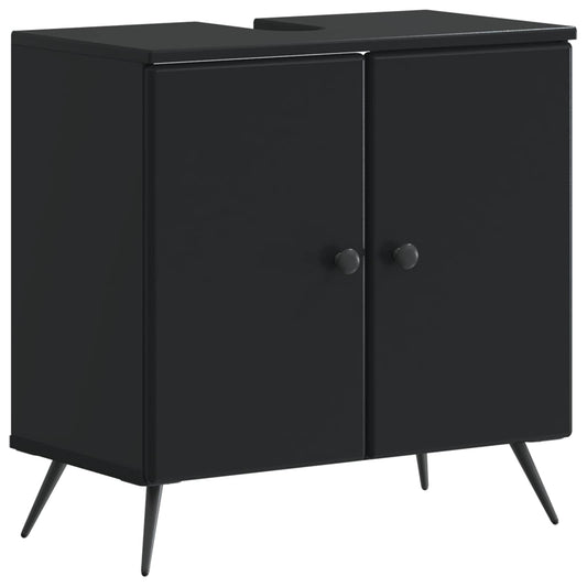 2 Piece Bathroom Cabinet Set BREDA Black Engineered Wood 2 Piece Bathroom Cabinet Set BREDA Black Engineered Wood