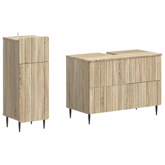 2 Piece Bathroom Cabinet Set ZWOLLE Sonoma Oak Engineered Wood 2 Piece Bathroom Cabinet Set ZWOLLE Sonoma Oak Engineered Wood