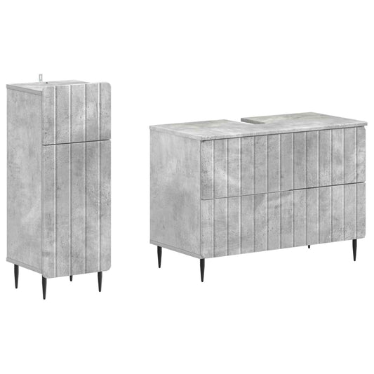2 Piece Bathroom Cabinet Set ZWOLLE Concrete Grey 2 Piece Bathroom Cabinet Set ZWOLLE Concrete Grey