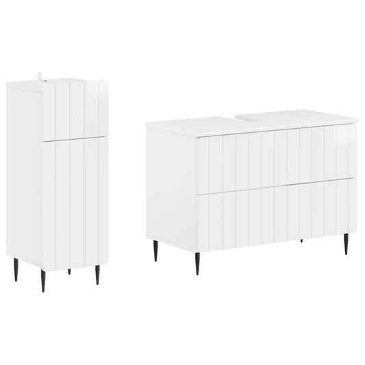 2 Piece Bathroom Cabinet Set ZWOLLE High Gloss White 2 Piece Bathroom Cabinet Set ZWOLLE High Gloss White