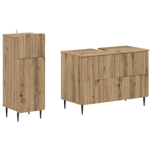 2 Piece Bathroom Cabinet Set ZWOLLE Artisan Oak Engineered Wood 2 Piece Bathroom Cabinet Set ZWOLLE Artisan Oak Engineered Wood