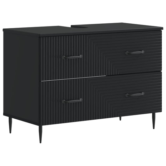 2 Piece Bathroom Cabinet Set HAARLEM Black Engineered Wood 2 Piece Bathroom Cabinet Set HAARLEM Black Engineered Wood