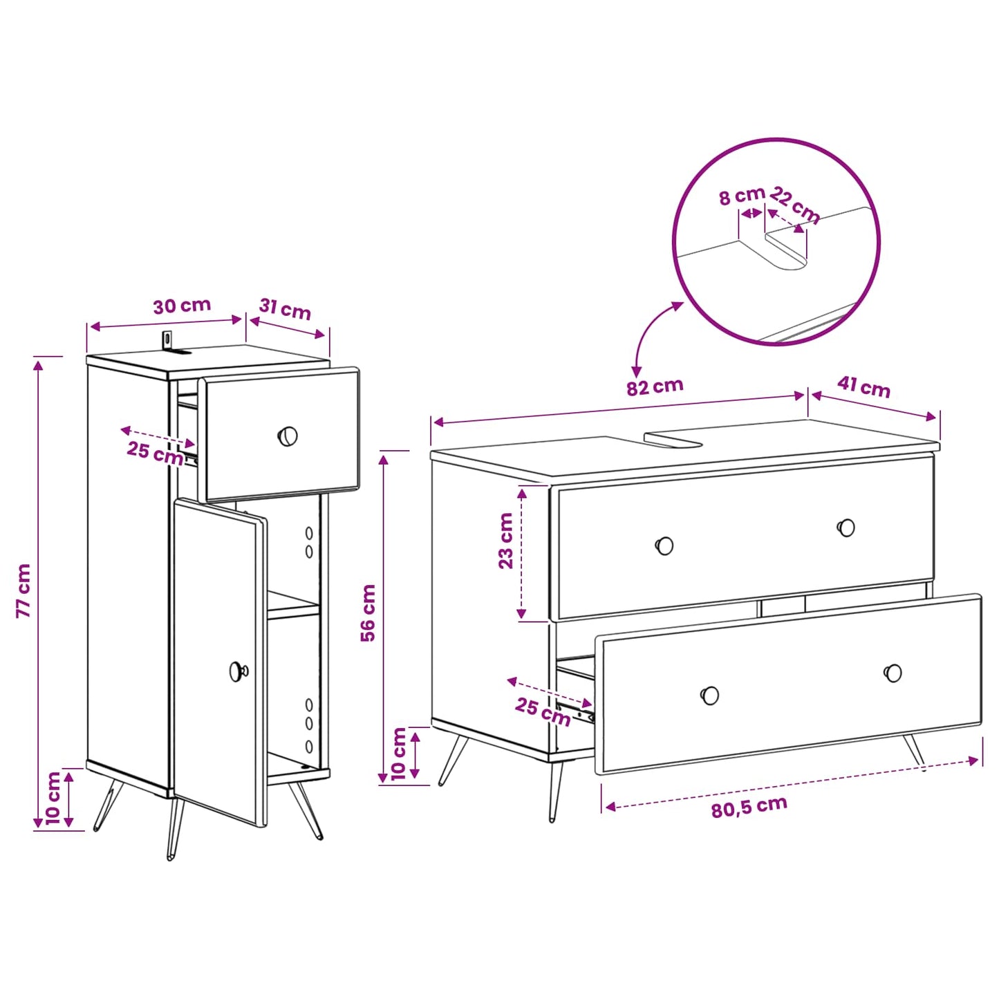 2 Piece Bathroom Cabinet Set BREDA Smoked Oak Engineered Wood