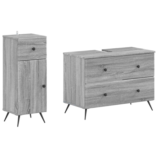 2 Piece Bathroom Cabinet Set BREDA Grey Sonoma Engineered Wood 2 Piece Bathroom Cabinet Set BREDA Grey Sonoma Engineered Wood