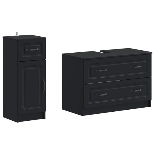 2 Piece Bathroom Cabinet Set UTRECHT Black Engineered Wood 2 Piece Bathroom Cabinet Set UTRECHT Black Engineered Wood
