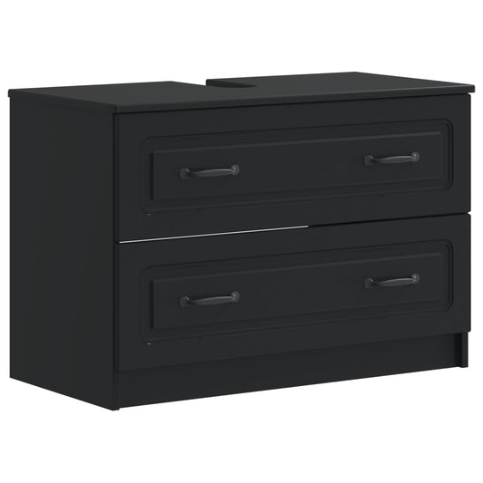 2 Piece Bathroom Cabinet Set UTRECHT Black Engineered Wood 2 Piece Bathroom Cabinet Set UTRECHT Black Engineered Wood
