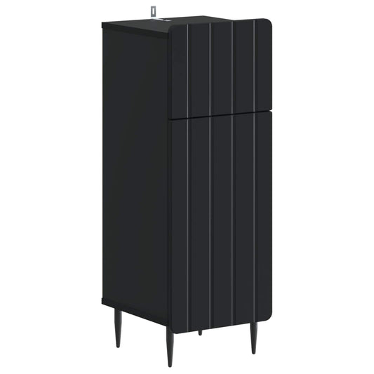 2 Piece Bathroom Cabinet Set ZWOLLE Black Engineered Wood 2 Piece Bathroom Cabinet Set ZWOLLE Black Engineered Wood