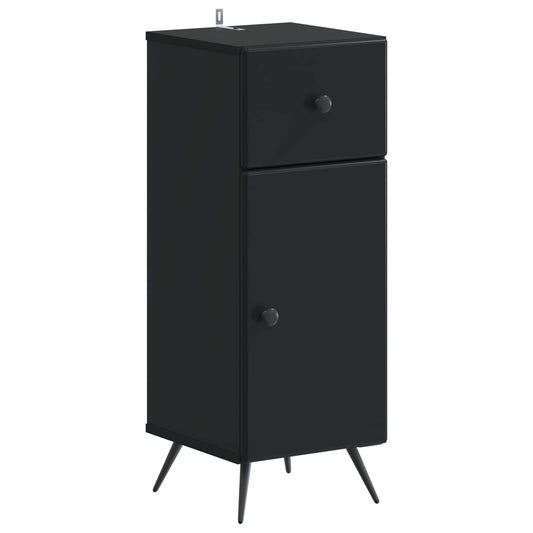 2 Piece Bathroom Cabinet Set BREDA Black Engineered Wood 2 Piece Bathroom Cabinet Set BREDA Black Engineered Wood