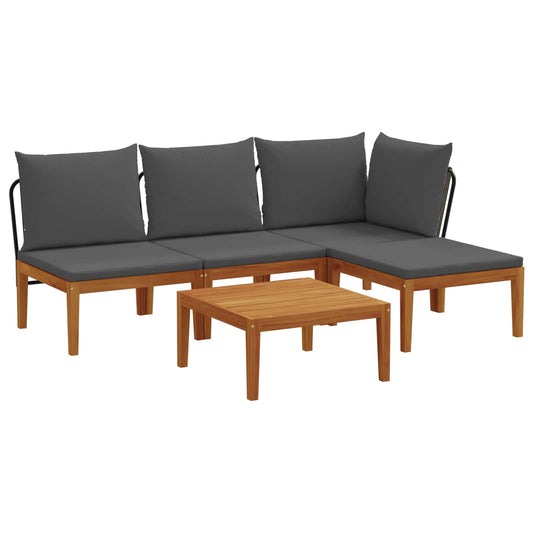5 pcs Garden Lounge Set with Cushions Solid Acacia Wood & Rope 5 pcs Garden Lounge Set with Cushions Solid Acacia Wood & Rope