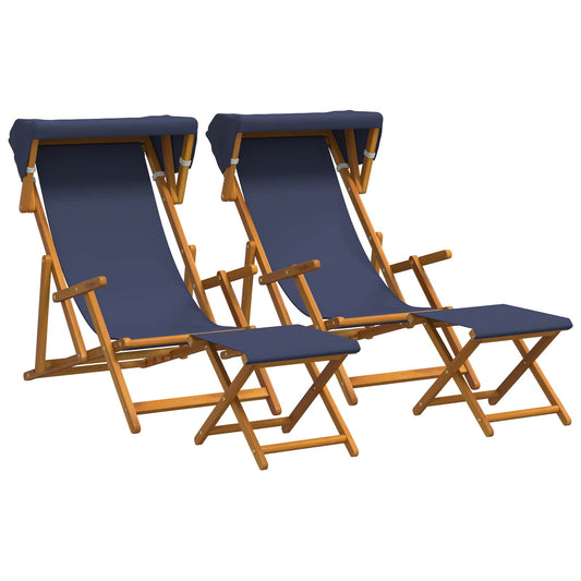 Deck Chair 4 pcs 3 Position Solid Eucalyptus Wood Blue Deck Chair 4 pcs 3 Position Solid Eucalyptus Wood Blue