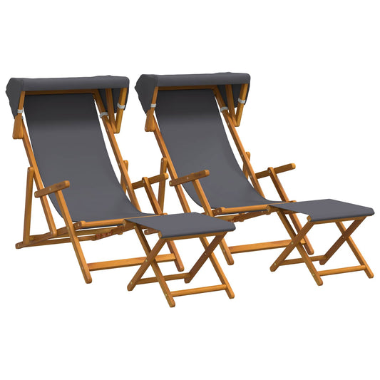 Deck Chair 4 pcs 3 Position Solid Eucalyptus Wood Grey Deck Chair 4 pcs 3 Position Solid Eucalyptus Wood Grey