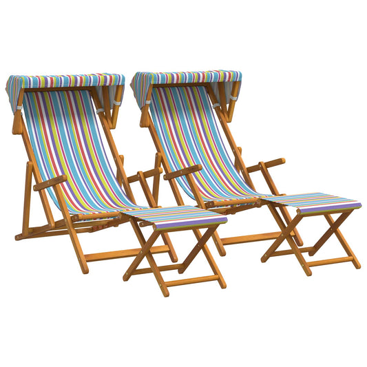 Deck Chair 4 pcs 3 Position Solid Eucalyptus Wood Multicolour Deck Chair 4 pcs 3 Position Solid Eucalyptus Wood Multicolour