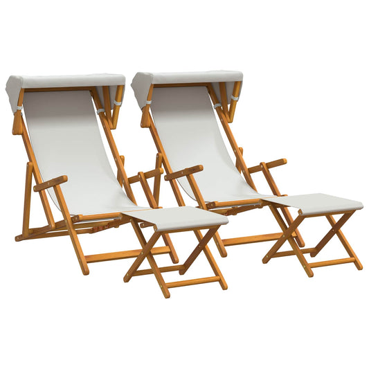 Deck Chair 4 pcs 3 Position Solid Eucalyptus Wood Cream Deck Chair 4 pcs 3 Position Solid Eucalyptus Wood Cream