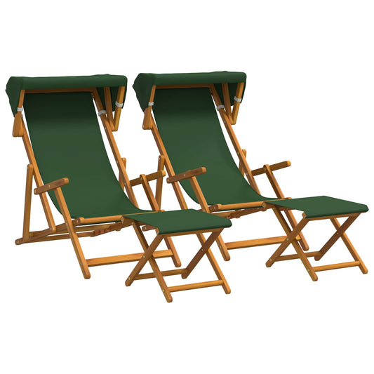 Deck Chair 4 pcs 3 Position Solid Eucalyptus Wood Green Deck Chair 4 pcs 3 Position Solid Eucalyptus Wood Green
