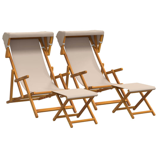 Deck Chair 4 pcs 3 Position Solid Eucalyptus Wood Beige Deck Chair 4 pcs 3 Position Solid Eucalyptus Wood Beige