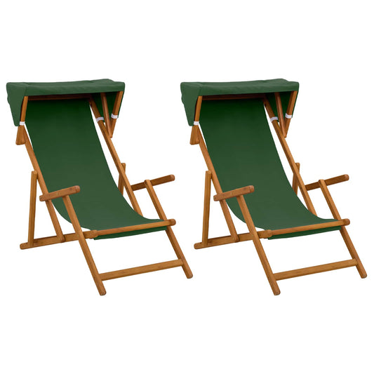 Deck Chair 2 pcs 3 Position Solid Eucalyptus Wood Green Deck Chair 2 pcs 3 Position Solid Eucalyptus Wood Green