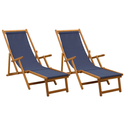 Folding Sun Lounger 2 pcs 3 Position Solid Eucalyptus Wood Blue Folding Sun Lounger 2 pcs 3 Position Solid Eucalyptus Wood Blue