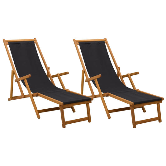 Folding Sun Lounger 2 pcs 3 Position Solid Eucalyptus Wood Folding Sun Lounger 2 pcs 3 Position Solid Eucalyptus Wood