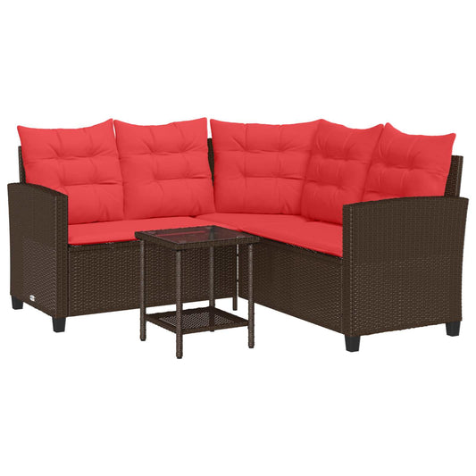 Outdoor Sofa Set with Cushion 2 pcs Brown and Red Poly Rattan Outdoor Sofa Set with Cushion 2 pcs Brown and Red Poly Rattan
