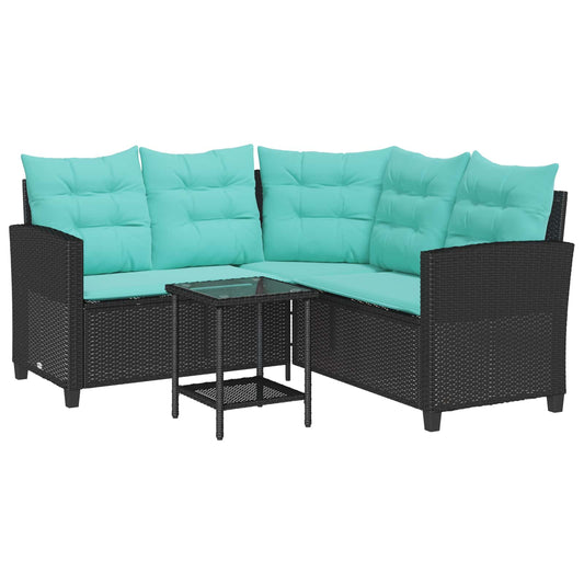 Garden Sofa with Cushion 2 pcs Black and Turquoise Poly rattan Garden Sofa with Cushion 2 pcs Black and Turquoise Poly rattan