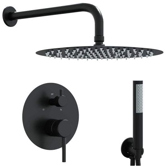 Concealed Shower System (Round) Black Stainless Steel 201 Concealed Shower System (Round) Black Stainless Steel 201
