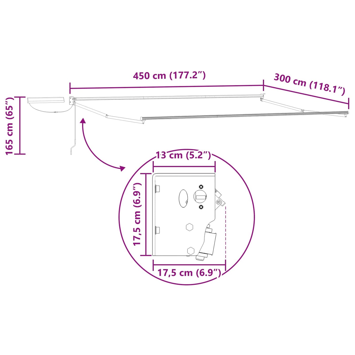 Electric Retractable Awning Frame Anthracite 4.5 x 3 m Steel