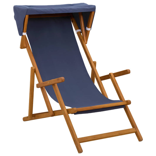Deck Chair 3 Position Solid Eucalyptus Wood Blue Deck Chair 3 Position Solid Eucalyptus Wood Blue