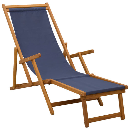 Folding Sun Lounger 3 Position Solid Eucalyptus Wood Blue Folding Sun Lounger 3 Position Solid Eucalyptus Wood Blue