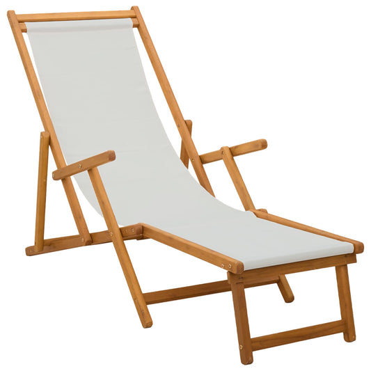 Folding Sun Lounger 3 Position Solid Eucalyptus Wood Cream Folding Sun Lounger 3 Position Solid Eucalyptus Wood Cream