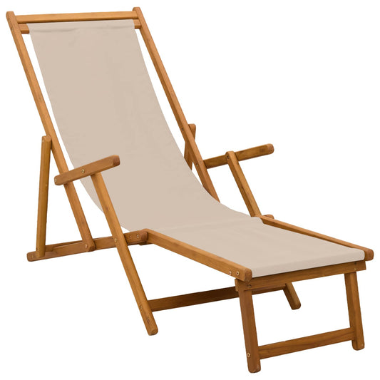 Folding Sun Lounger Solid Eucalyptus Wood Beige Folding Sun Lounger Solid Eucalyptus Wood Beige