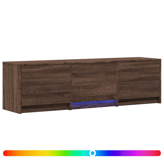 TV Cabinet with LED 140 x 34 x 40 cm Brown Oak Engineered Wood TV Cabinet with LED 140 x 34 x 40 cm Brown Oak Engineered Wood