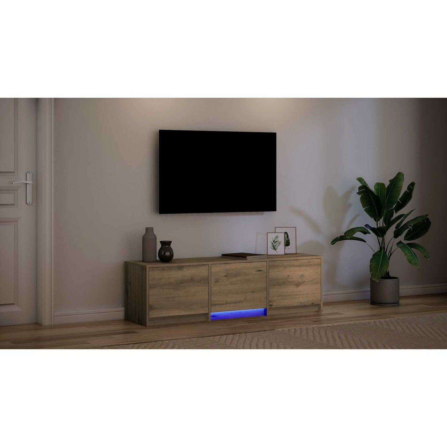 TV Cabinet with LED with Drawer Artisian Oak 140 x 34 x 40 cm