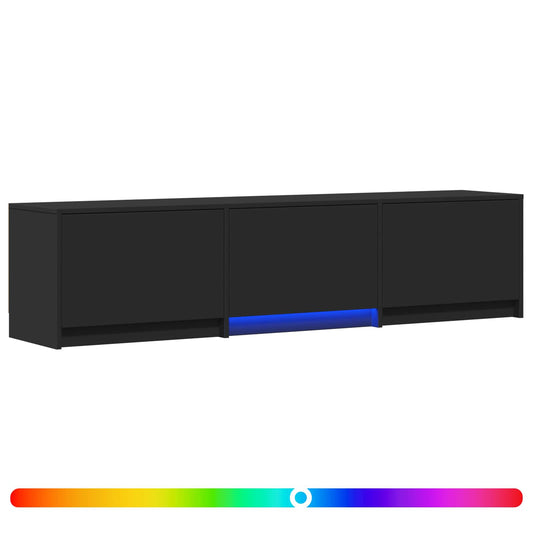 TV Cabinet with LED 165 x 34 x 40 cm Black Engineered Wood TV Cabinet with LED 165 x 34 x 40 cm Black Engineered Wood