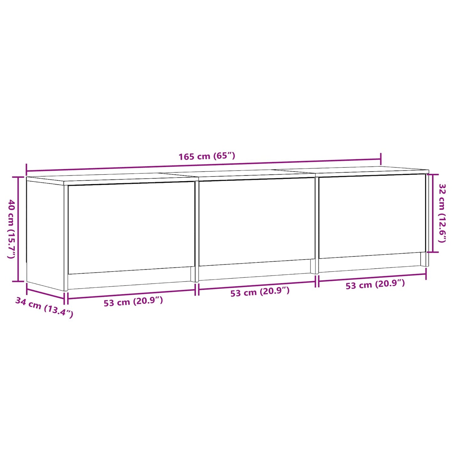 TV Cabinet with LED Black 165 x 34 x 40 cm Engineered Wood