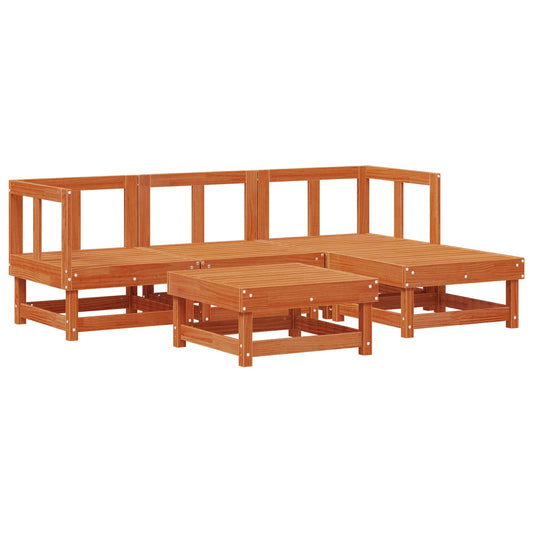 Garden Lounge Set 5 pcs Wax Brown Solid Pine Wood Garden Lounge Set 5 pcs Wax Brown Solid Pine Wood