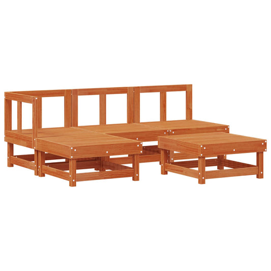 Garden Lounge Set 5 pcs Wax Brown Solid Pine Wood Garden Lounge Set 5 pcs Wax Brown Solid Pine Wood