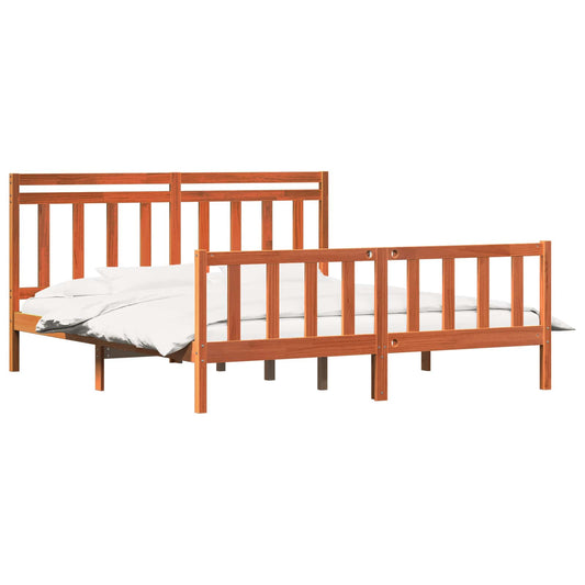 Bed Frame with Headboard 2 pcs Wax Brown 205.5 x 185.5 x 100 cm Bed Frame with Headboard 2 pcs Wax Brown 205.5 x 185.5 x 100 cm