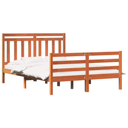 Bed Frame with Headboard Wax Brown 140 x 200 cm Bed Frame with Headboard Wax Brown 140 x 200 cm