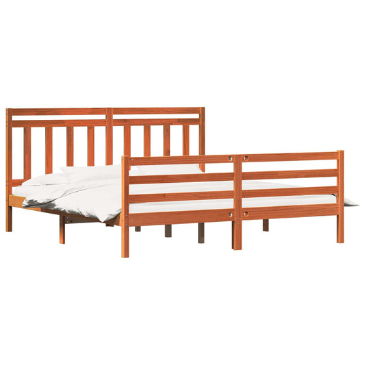 Bed Frame with Headboard Wax Brown 180 x 200 cm Bed Frame with Headboard Wax Brown 180 x 200 cm