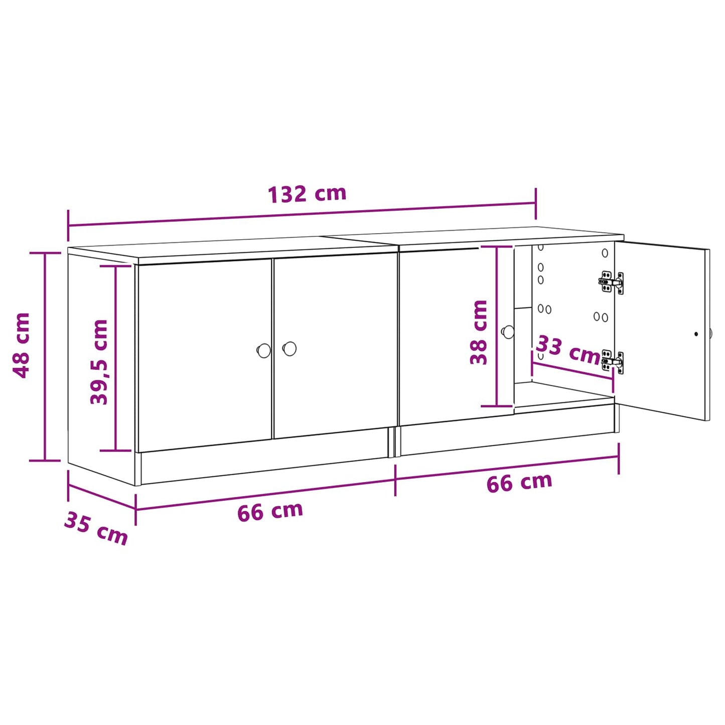 Storage Cabinet for Loft Bed 2 pcs Sonoma Oak 66 x 35 x 48 cm
