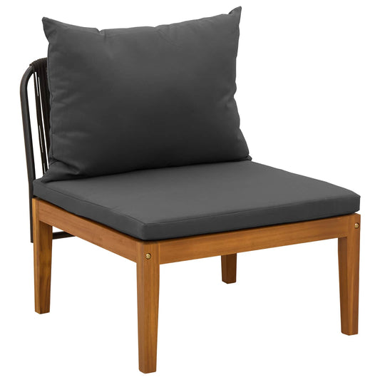 Garden Middle Sofa with Cushions Solid Acacia Wood & Rope Garden Middle Sofa with Cushions Solid Acacia Wood & Rope